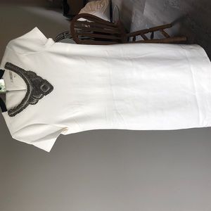 Beaded neckline white dress